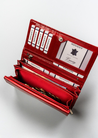 Damen Geldbörse aus Leder im Querformat mit Druckknopf – 4U Cavaldi