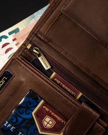 Große, vertikale Herren Geldbörse aus echtem Leder – Peterson