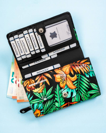 Damen Geldbörse mit Druckknopf aus echtem Leder – Rovicky