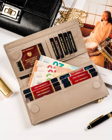 Große Damen Geldbörse Hochformat mit Magnetverschluss und Reißverschluss – Peterson