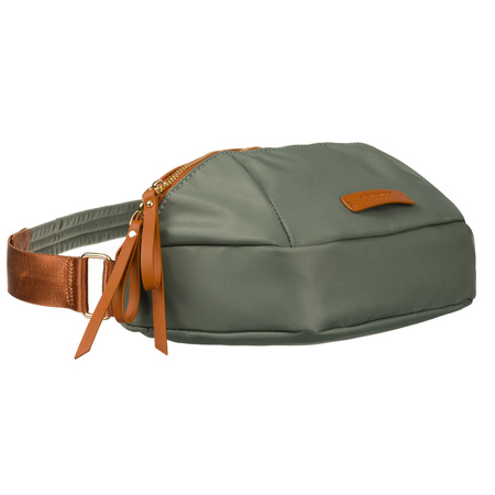 Damen Gürteltasche aus Nylon und Öko-Leder in Grün-Braun mit verstellbarem Gurt – Peterson