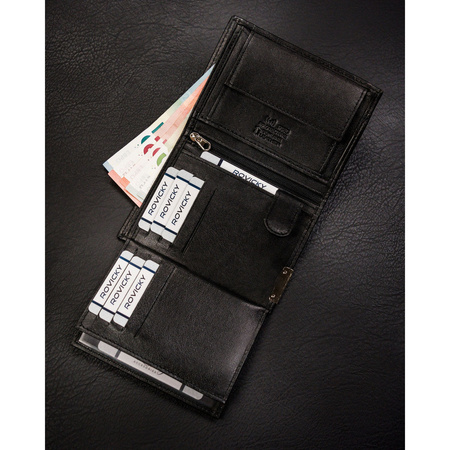 Klassische Herren Geldbörse hochformat schwarz aus Leder – 4U Cavaldi