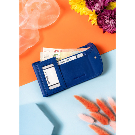 Minimalistische Damen Portemonnaie mit Druckknopf aus Leder – Rovicky