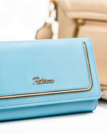 Große Damen Geldbörse aus Leder mit Druckknopf und Reißverschluss – Peterson