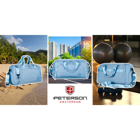Wochenendtasche in Hellblau mit Koffergurt – Peterson