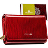 Lackierte Damen-Geldbörse aus Leder in Rot mit Außentasche – Peterson