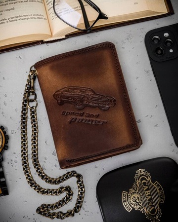 Große Herren Geldbörse aus Leder mit Kette