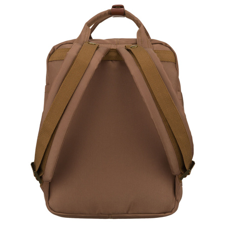 Damen-Rucksack aus Polyester und Öko-Leder in Braun, Ein-Kammer-Modell - Peterson