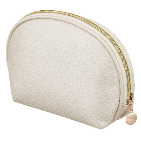 Beige Kosmetiktasche aus Öko-Leder, ein Fach, mit Reißverschluss – Rovicky