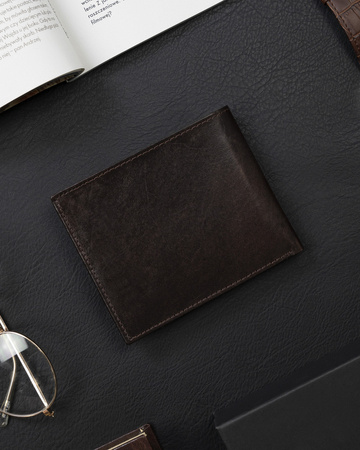 Herren Geldbörse Querformat mit silbernem Akzent aus Glattleder – Rovicky