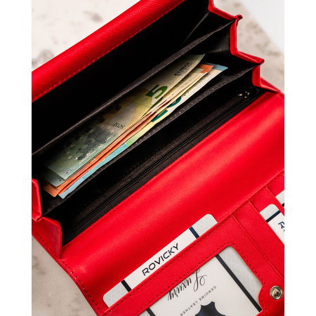 Geräumige, modische Damen Geldbörse in Rot aus Öko-Leder – 4U Cavaldi