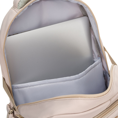 Beiger, modischer Schulrucksack aus Polyester, aufgehängt an verstellbaren Schultergurten – Peterson