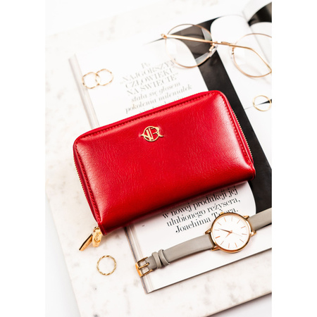 Roter Damen-Geldbörse mit Reißverschluss aus Öko-Leder – Rovicky