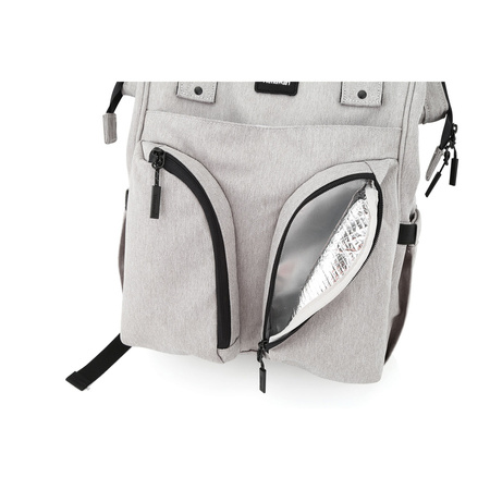Grauer, geräumiger Damen Rucksack aus Polyester mit Reißverschluss – Himawari