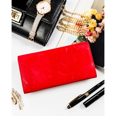 Rote Damen-Geldbörse aus Natur- und Öko-Leder mit Druckknopfverschluss – Peterson