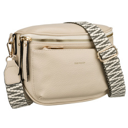 Beige Damen-Umhängetasche aus Öko-Leder mit Reißverschluss - Rovicky