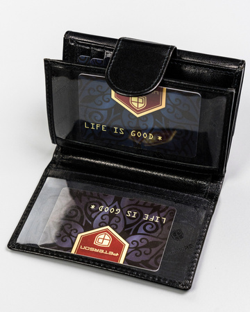 Mittlere Damen Geldbörse aus Leder mit Druckknopf – Peterson