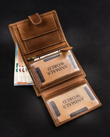 Große, hochformatige Herren-Geldbörse aus Naturleder – Always Wild