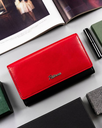 Große Damen Geldbörse aus Leder mit Druckknopf – Peterson