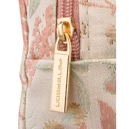 Rosa Kosmetiktasche aus Polyester, einteilig und mit Blumenmuster verziert - Peterson