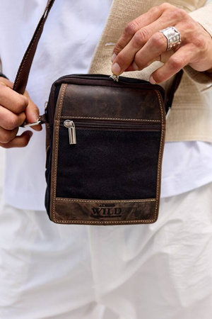 Herren Umhängetasche aus Stoff und echtem Leder – Always Wild