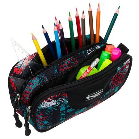 Gemusterte Schulmäppchen aus Polyester mit Reißverschlüssen - Peterson