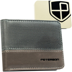 Graue Herren Geldbörse ohne äußeren Verschluss mit RFID-Schutz – Peterson