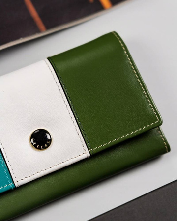 Mehrfarbige Damen Geldbörse aus Leder mit Druckknopf – Peterson