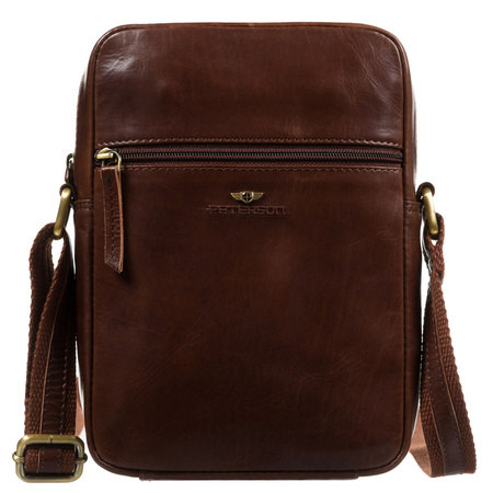 Herren-Umhängetasche aus Leder in Braun – Peterson