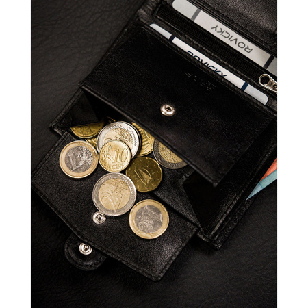 Große, vertikale Herren Geldbörse aus schwarzem Leder mit Druckknopf – Ronaldo