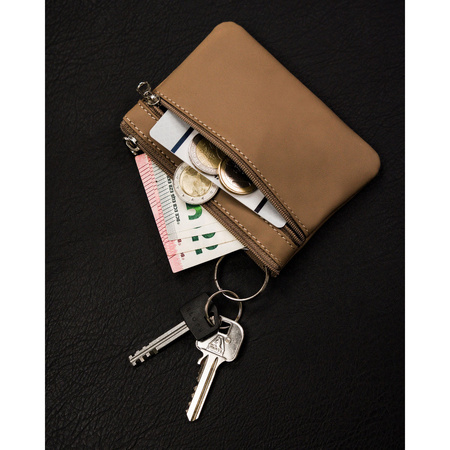 Beiges Schlüssel Etui aus Echtleder