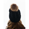 Schwarze, umgeschlagene Damen Mütze mit Bommel – Peterson
