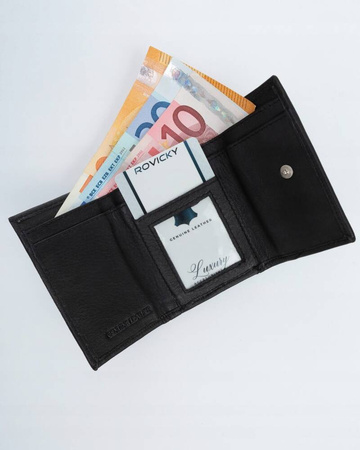 Eleganter Damen Geldbörse mit Druckknopf aus echtem Leder – Rovicky