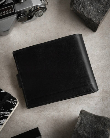 Herren Geldbörse aus Echtleder mit RFID-Schutz und Druckknopf – Rovicky