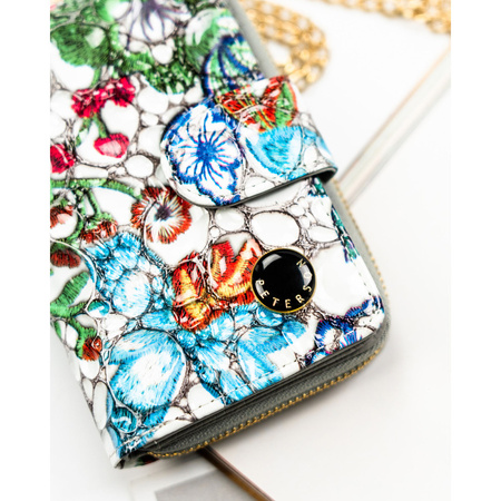 Mehrfarbige, vertikale Damen Geldbörse aus Leder mit Druckknopf und Reißverschluss – Peterson