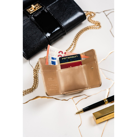 Goldene Damen Geldbörse mit RFID und Druckknopf – Peterson