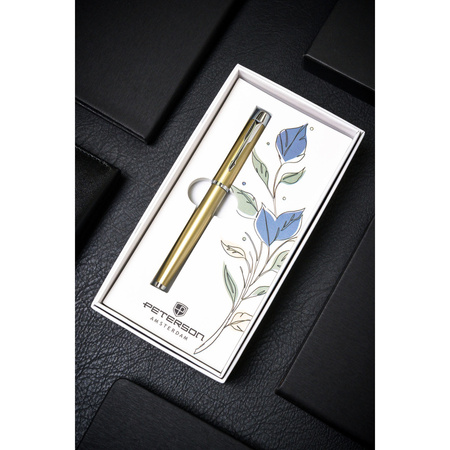 Oliwgrüner Metallkugelschreiber mit schwarzer Mine – Peterson