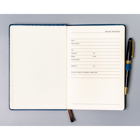 Blaues Notizbuch mit festem Einband, bedruckt mit Punkten – Peterson