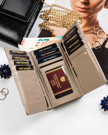 Elegante Damen Geldbörse aus Leder mit Bügelverschluss – Peterson