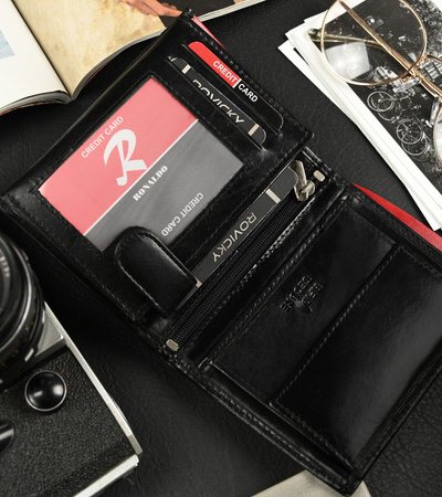 Klappbare Herren Geldbörse aus glänzendem Echtleder – Ronaldo