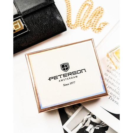 Braune Damen-Geldbörse aus Öko-Leder mit Druckknopf- und Reißverschluss – Peterson