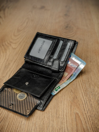 Elegante vertikale Herren Geldbörse ohne Verschluss aus Leder – Rovicky