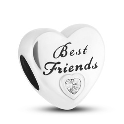 Silberner Charm „Best Friends“ mit Zirkonia für modulare Armbänder – Peterson