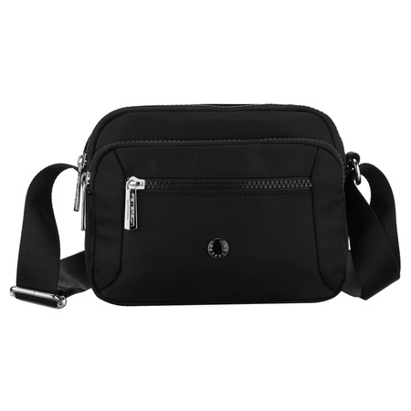 Kleine, schwarze Damen-Handtasche aus Polyester mit Reißverschluss, zweifächrig - Peterson
