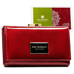 Stilvolle Damen-Geldbörse rot aus lackiertem Saffianleder – Peterson