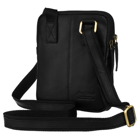 Schwarze Herren-Umhängetasche aus Leder im Set mit einem Schlüsselbeutel – Peterson