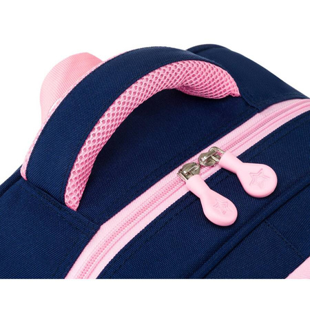 Praktischer Rucksack aus Polyester in Marineblau-Rosa auf ergonomischen Schultergurten – Peterson