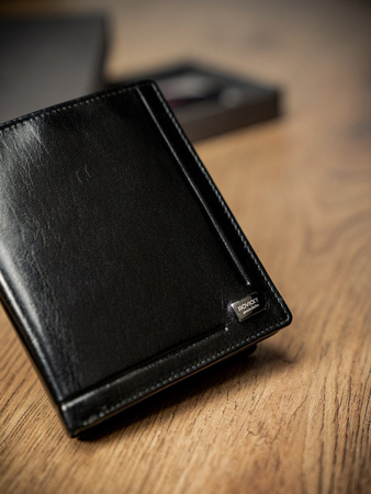 Elegante vertikale Herren Geldbörse ohne Verschluss aus Leder – Rovicky