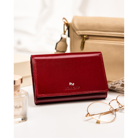 Mittlere, bequeme Damen Geldbörse aus Leder mit RFID – Rovicky