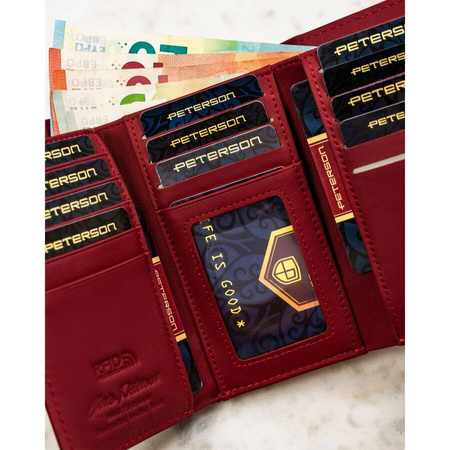 Rote, lackierte Damen Geldbörse mit Druckknopf und Klippverschluss – Peterson